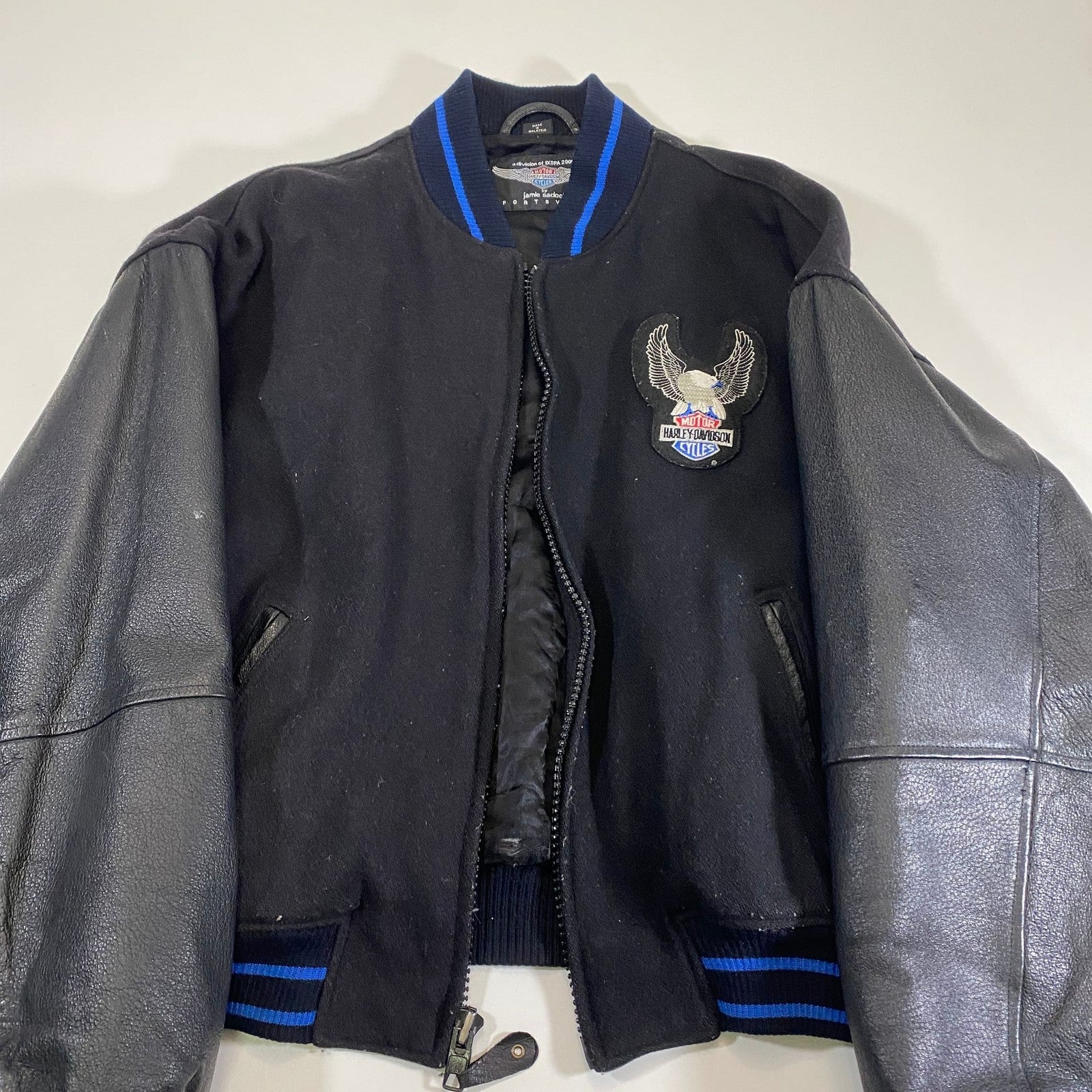 VTG Harley Davidson Motorcycles x Jamie Sadock - L- Leather Jacket Bomber Wool