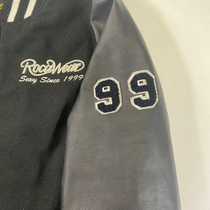 Rocawear Varsity Bomber Rare Jacket Black Wool Y2K