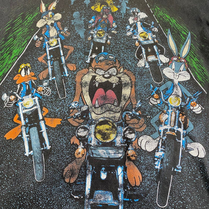 Vintage 1993 Looney Tunes Motorcycle Double-Sided T-Shirt