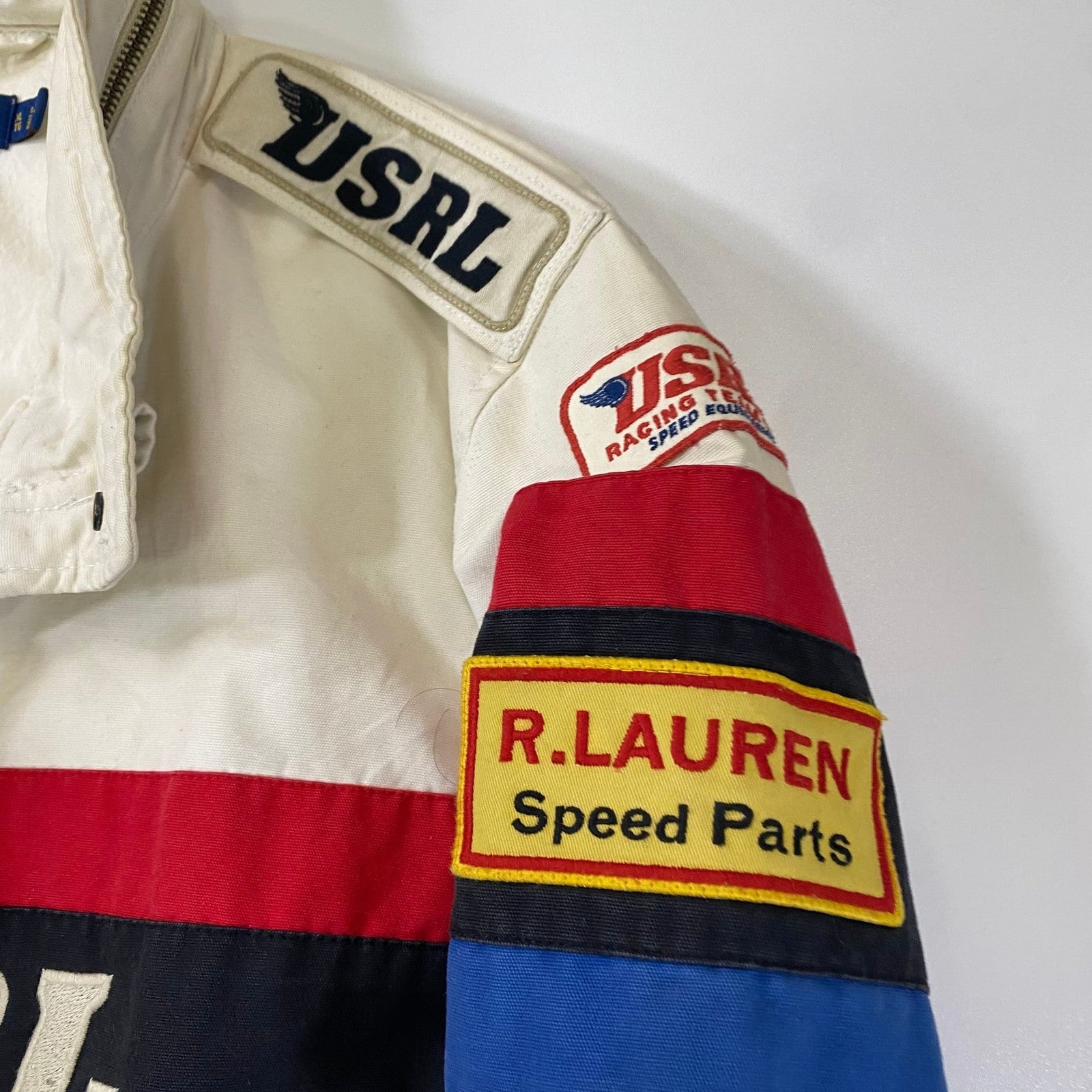 Polo Ralph Lauren Racing Jacket Denim & Supply Patchwork USRL 67 Womens
