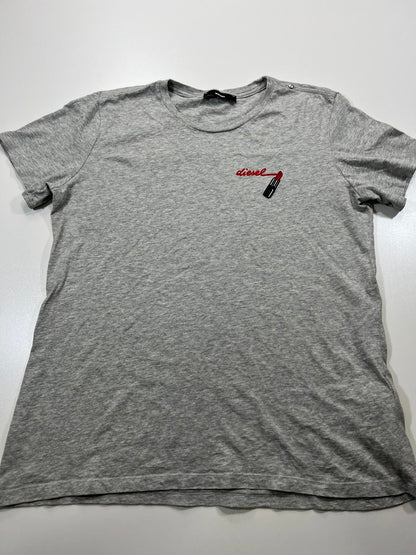 Diesel Grey Women's T-Shirt with Lipstick Embroidery