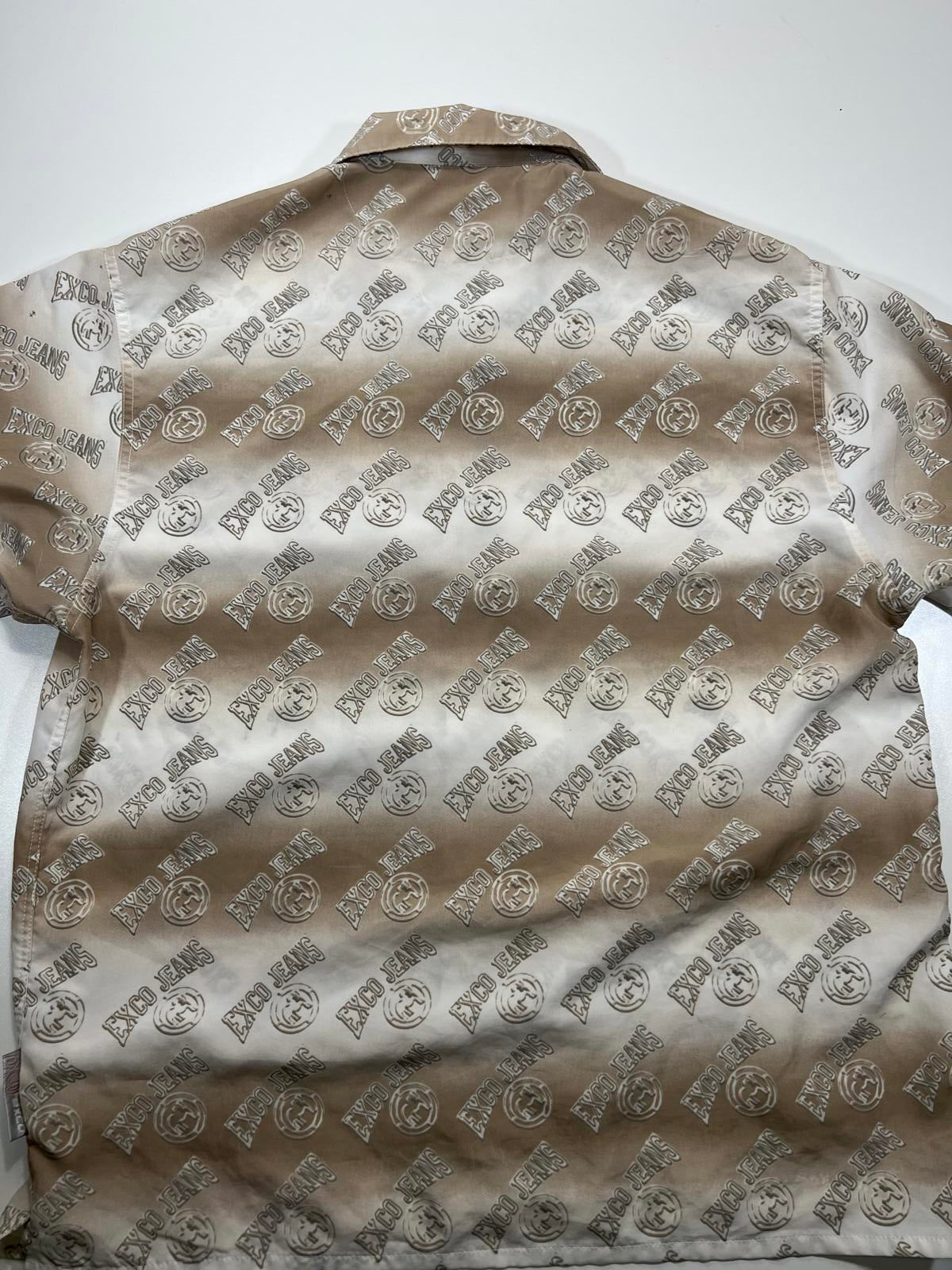 EXCO JEANS Men's Casual Button-Up Shirt Beige Gradient Print