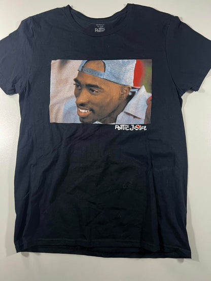 Poetic Justice Graphic T-Shirt Medium Black Cotton
