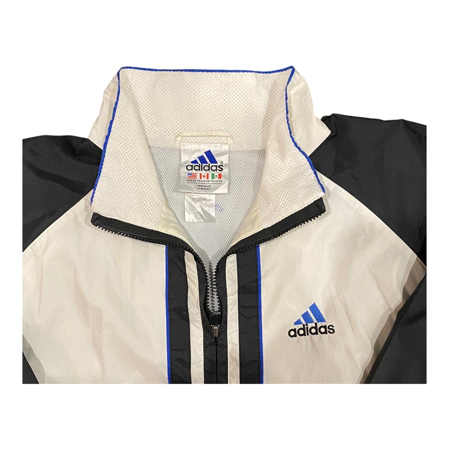 Vintage 90s ADIDAS 3 Stripes Full Zip Windbreaker Jacket