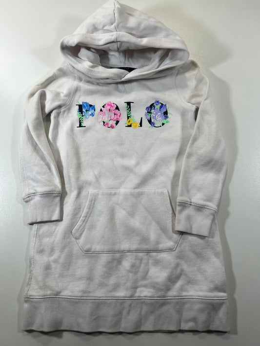 Polo Ralph Lauren White Hoodie Dress with Floral Youth Small