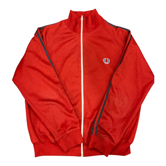 Fred Perry Taped Twin Stripe Mock Neck Red Full Zip Track Jacket