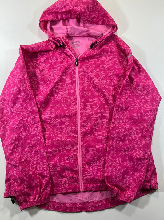 Asics Pink Hooded Lightweight Running Jacket Large womens