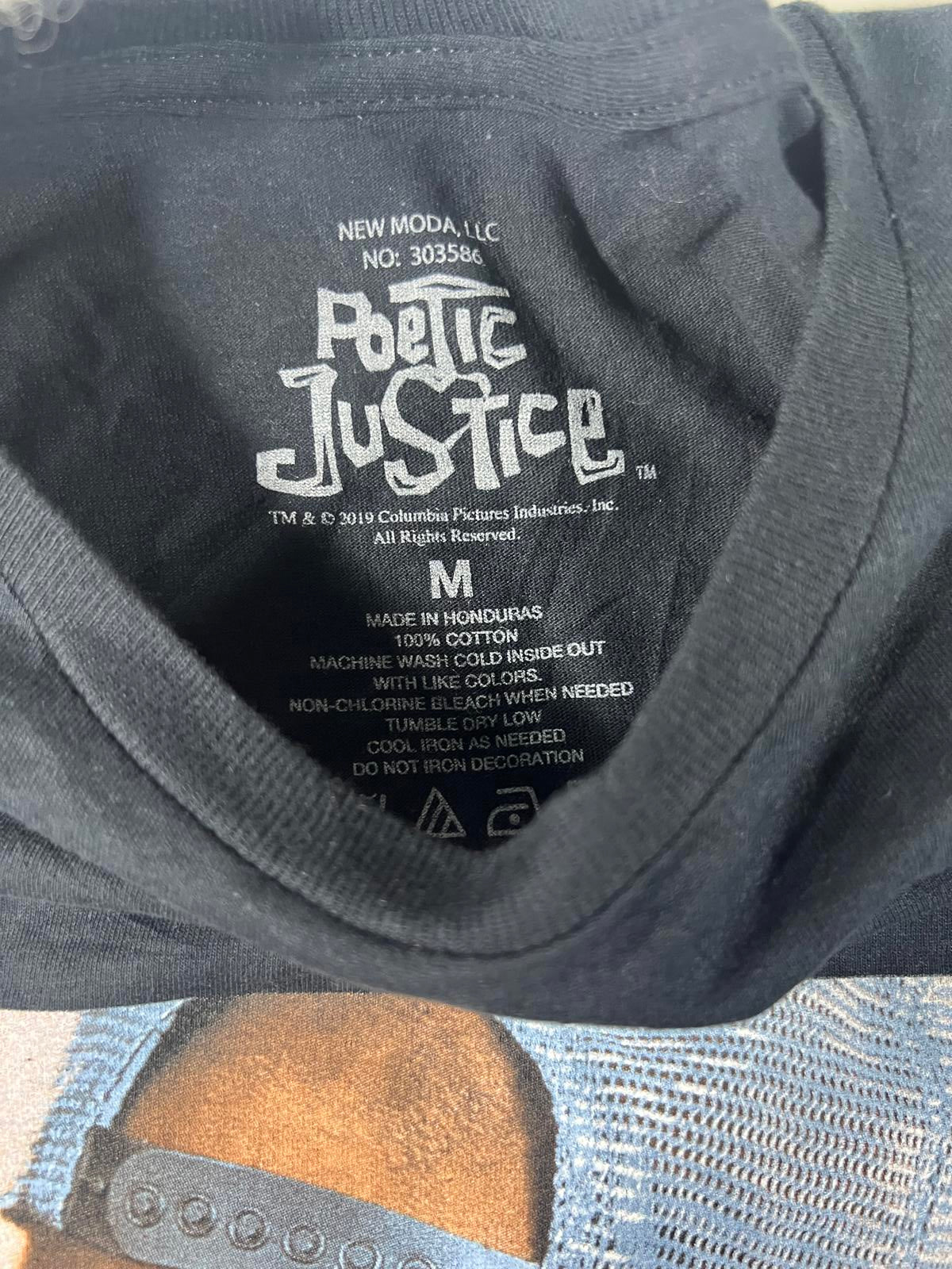 Poetic Justice Graphic T-Shirt Medium Black Cotton