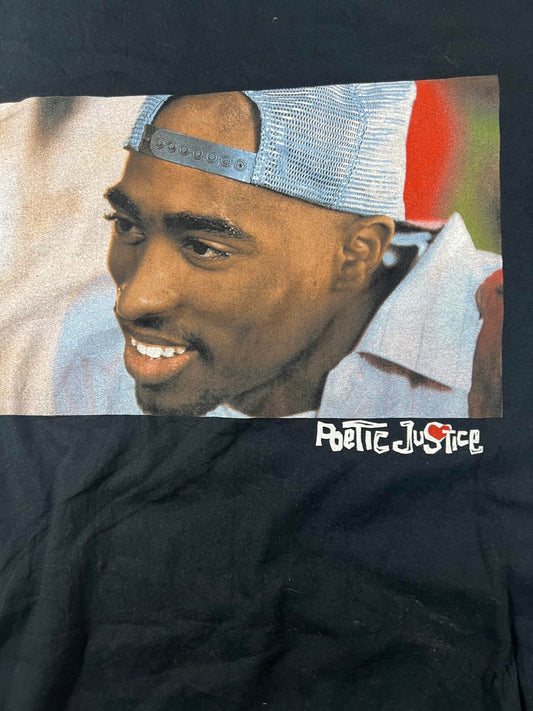 Poetic Justice Graphic T-Shirt Medium Black Cotton