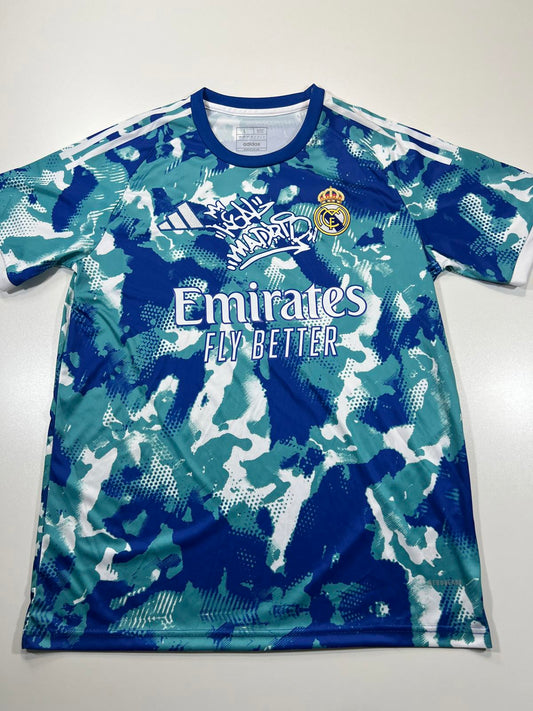 Adidas Real Madrid Soccer Jersey - Blue Camo, Size Large