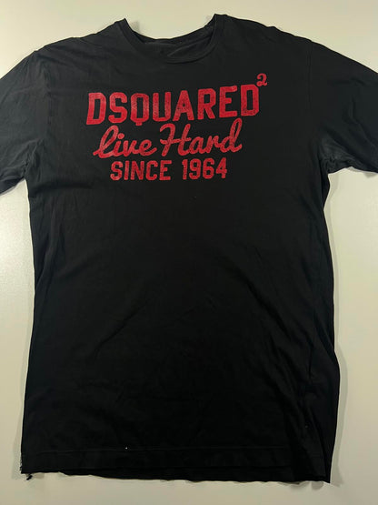DSQUARED2 Black Men's Graphic T-Shirt Live Hard Since 1964