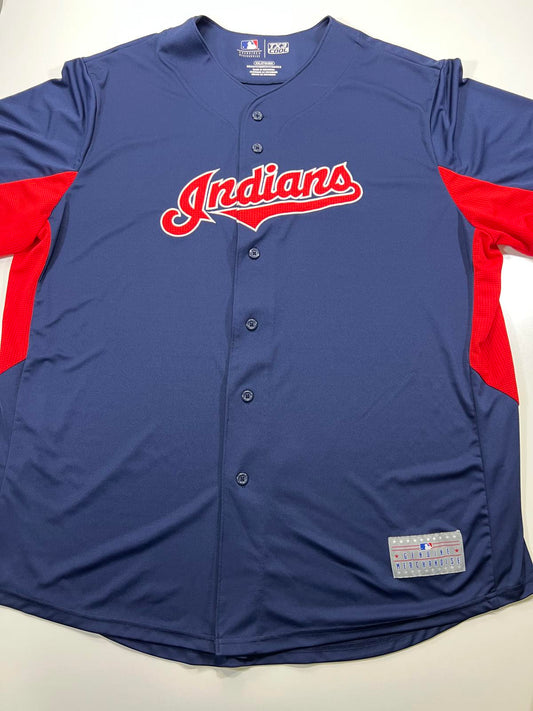 Majestic Cleveland Indians MLB Baseball Jersey Navy Blue Red