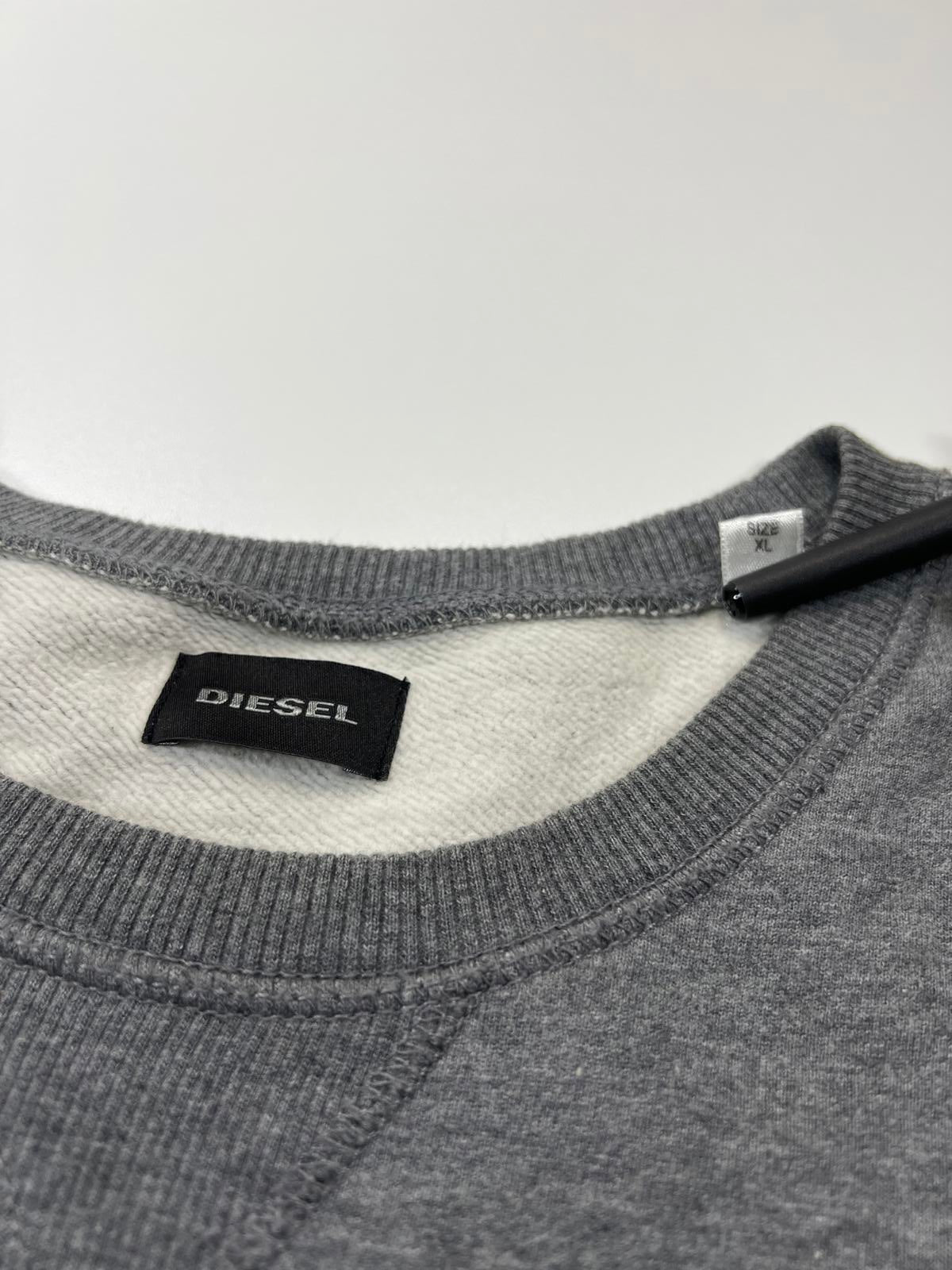 Diesel Men's Grey Sweatshirt with Wolf Patch