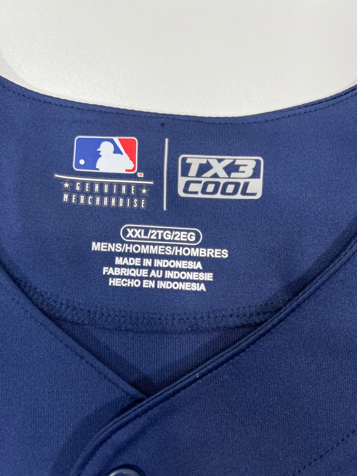 Majestic Cleveland Indians MLB Baseball Jersey Navy Blue Red