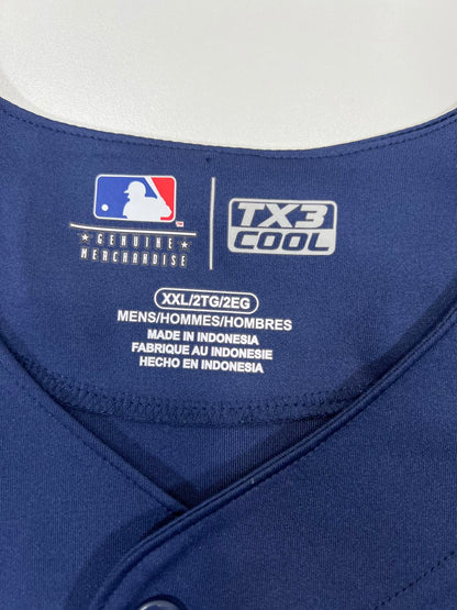 Majestic Cleveland Indians MLB Baseball Jersey Navy Blue Red