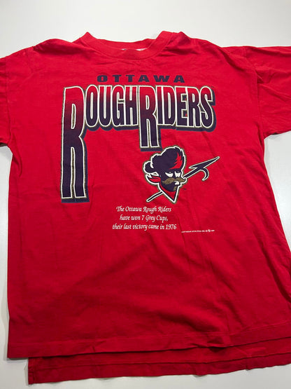 Vintage Ottawa Rough Riders Red Graphic T-Shirt Large