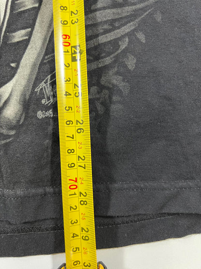 Graphic Black T-Shirt with Queen and King Skeleton Design