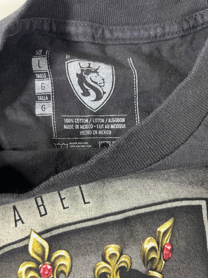 Graphic Black T-Shirt with Queen and King Skeleton Design