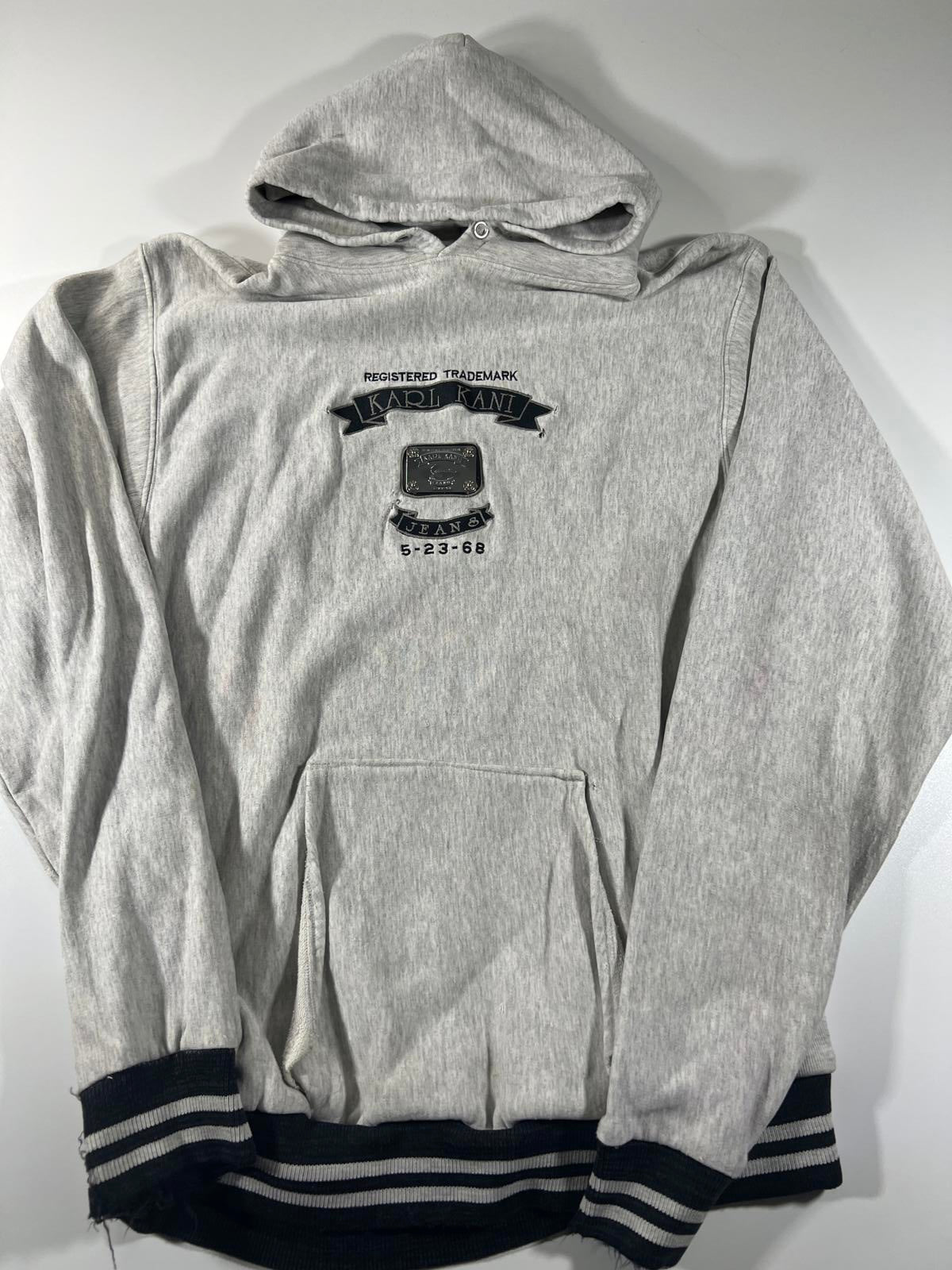 Karl Kani Grey Hoodie with Front Logo Patch XXL