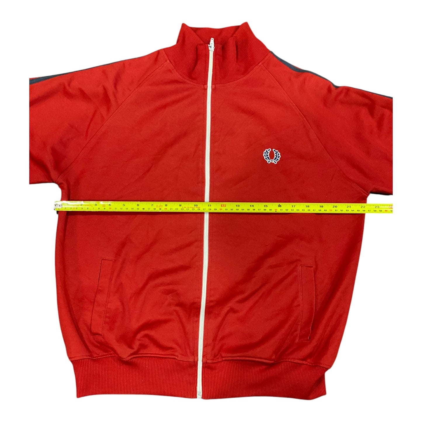 Fred Perry Taped Twin Stripe Mock Neck Red Full Zip Track Jacket