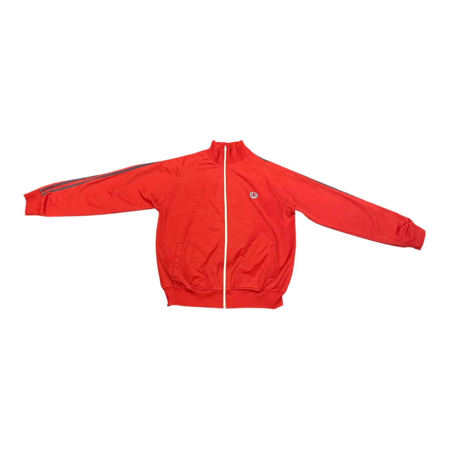 Fred Perry Taped Twin Stripe Mock Neck Red Full Zip Track Jacket