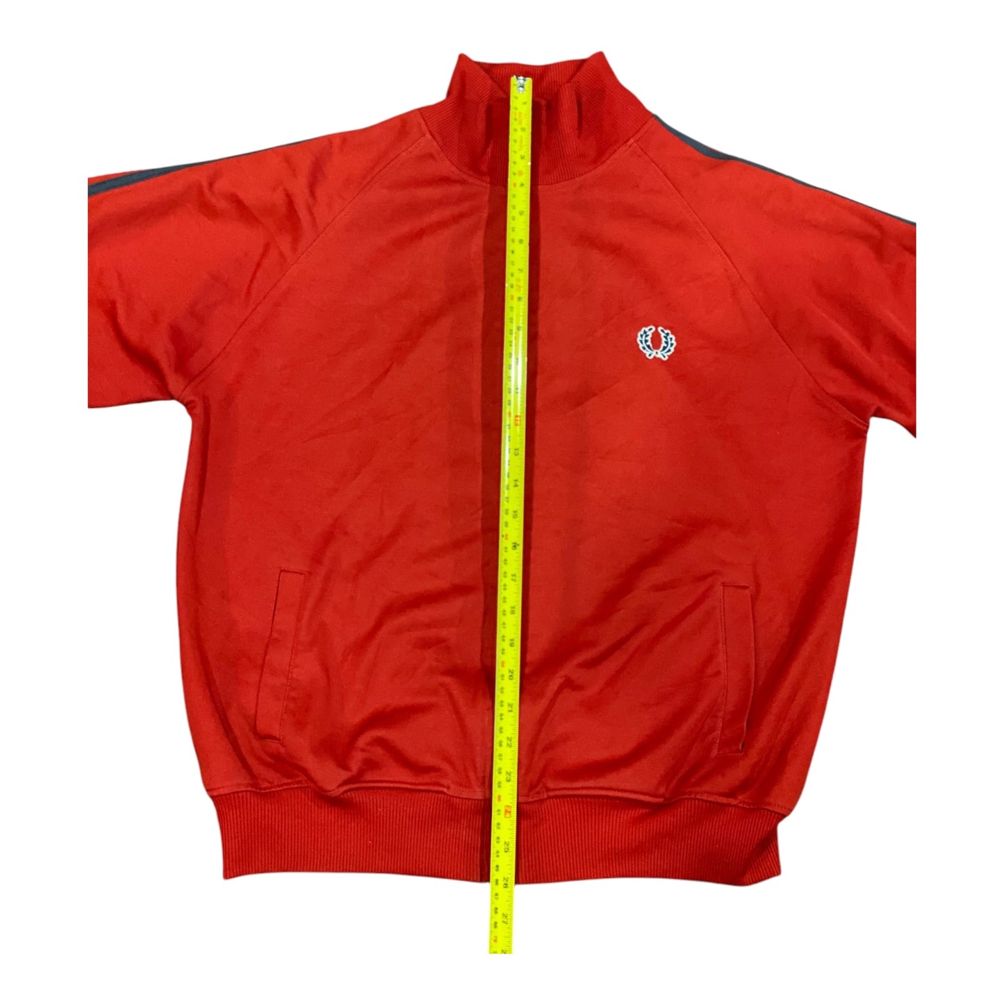 Fred Perry Taped Twin Stripe Mock Neck Red Full Zip Track Jacket