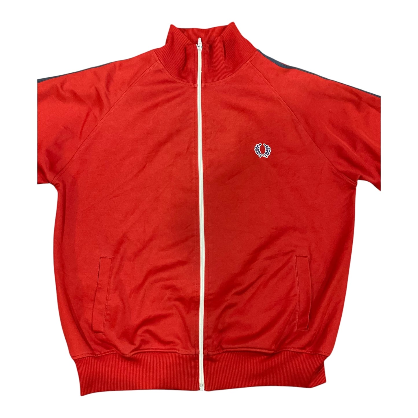 Fred Perry Taped Twin Stripe Mock Neck Red Full Zip Track Jacket