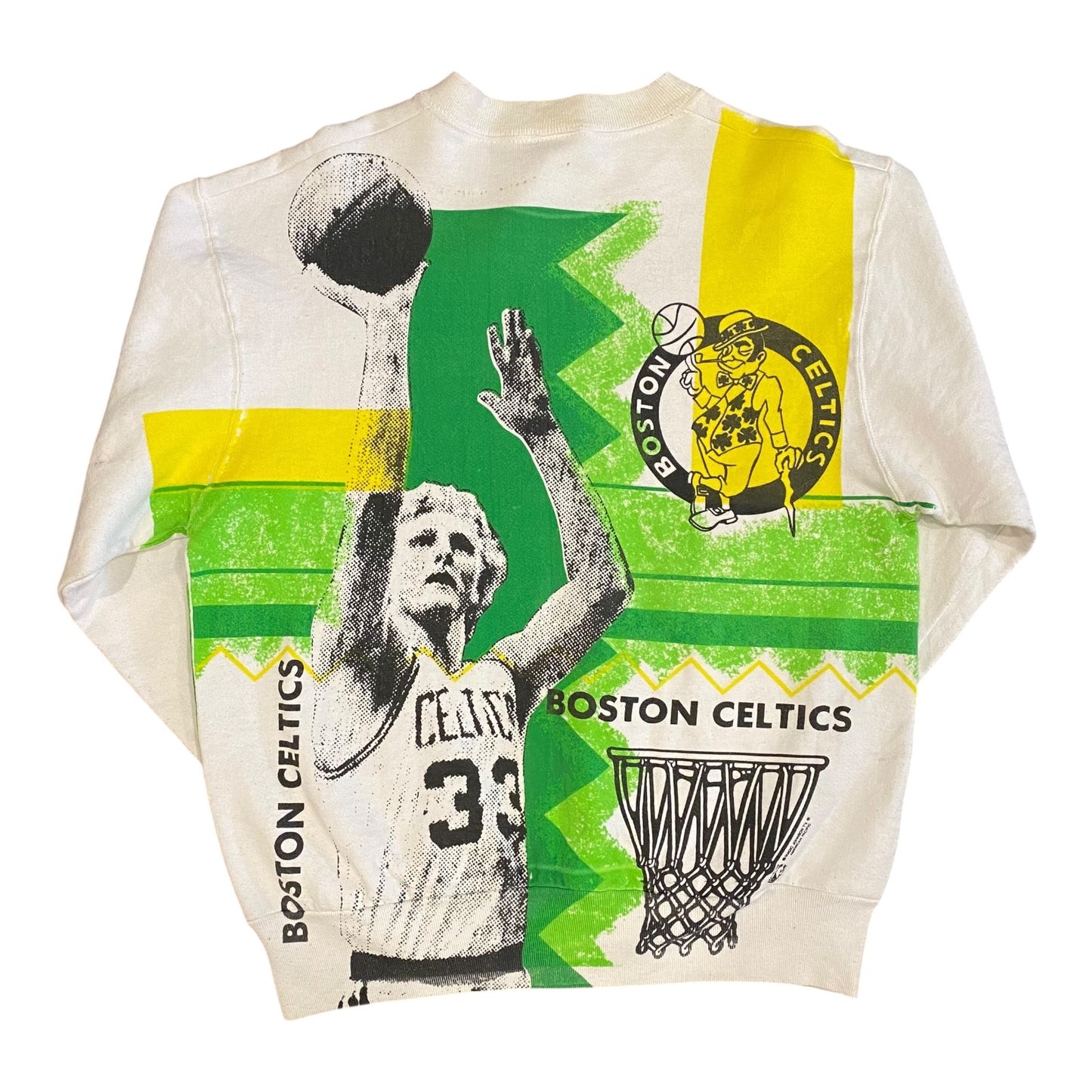 Vintage 90s Boston Celtics Larry Bird All Over Print Sweatshirt