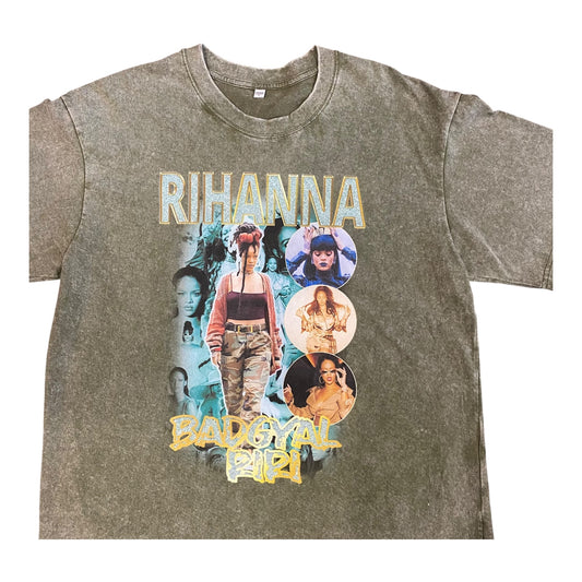 Custom Streetcvlture Rihanna Acid Wash Graphic T Shirt