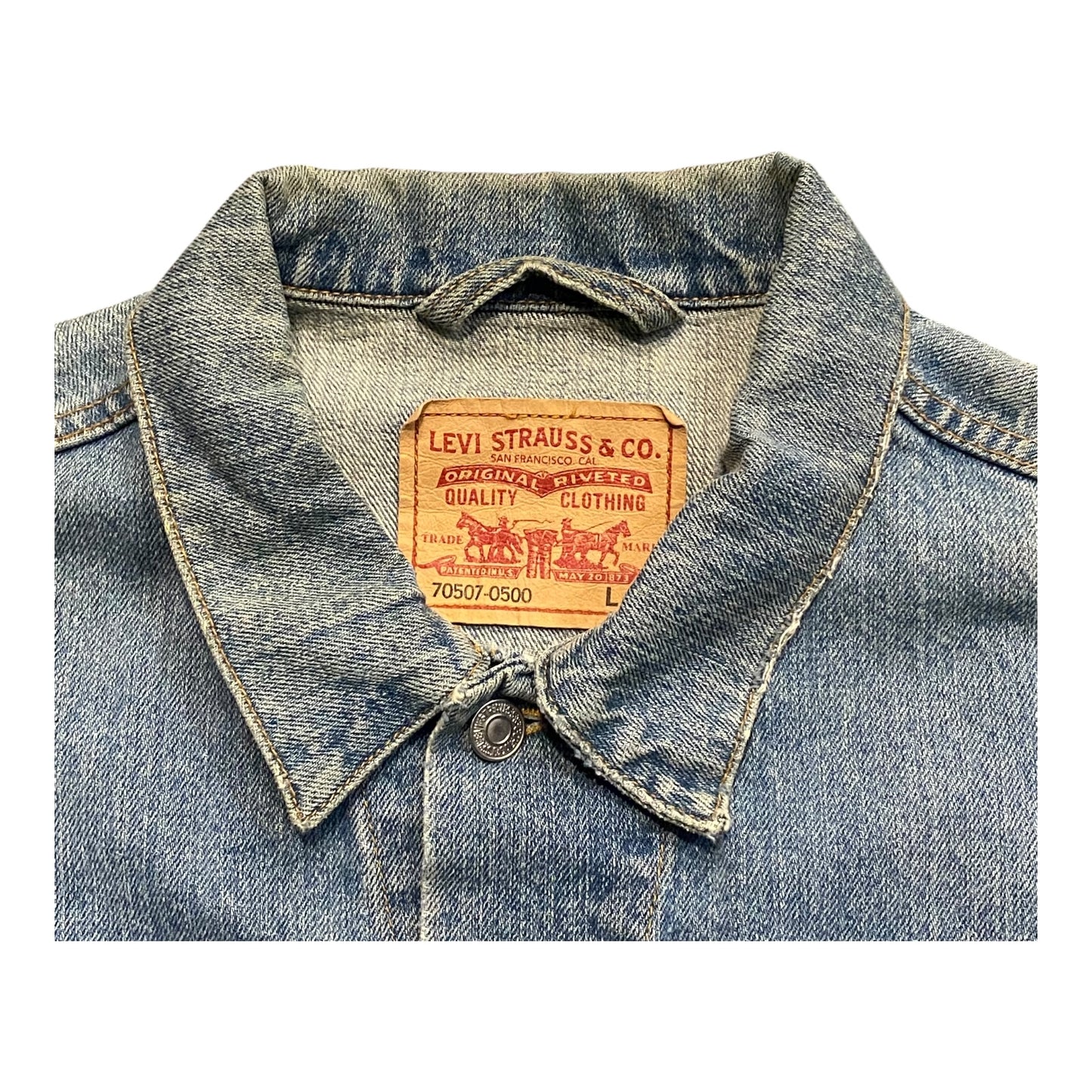 Levi Strauss & Co. Classic Denim Trucker Jacket Metal Button Up Pockets. 03