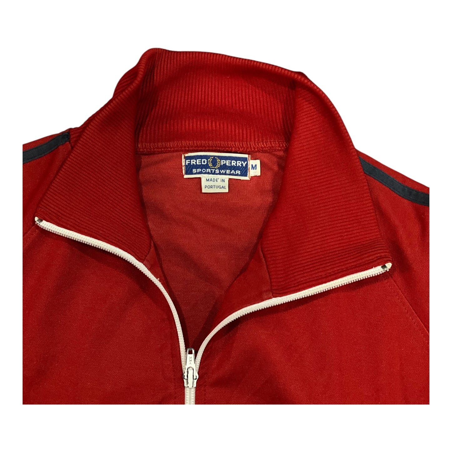 Fred Perry Taped Twin Stripe Mock Neck Red Full Zip Track Jacket