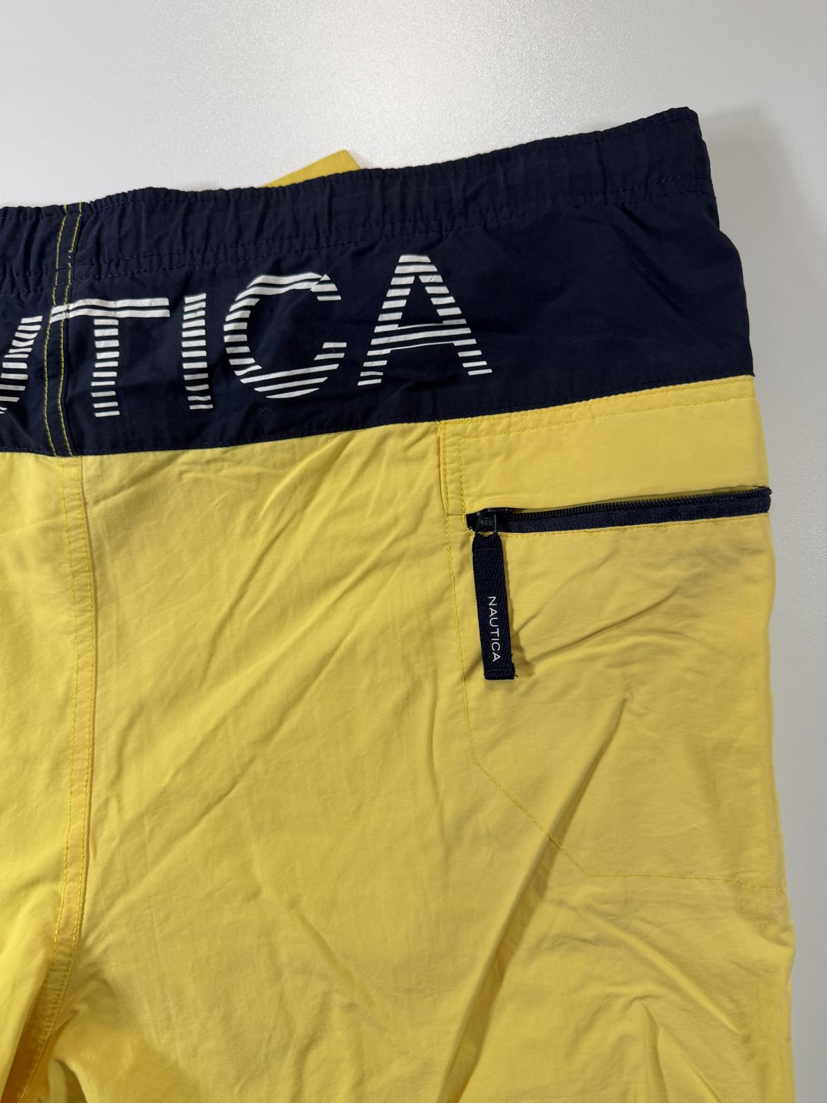 Nautica Men's Yellow and Navy Swim Shorts M