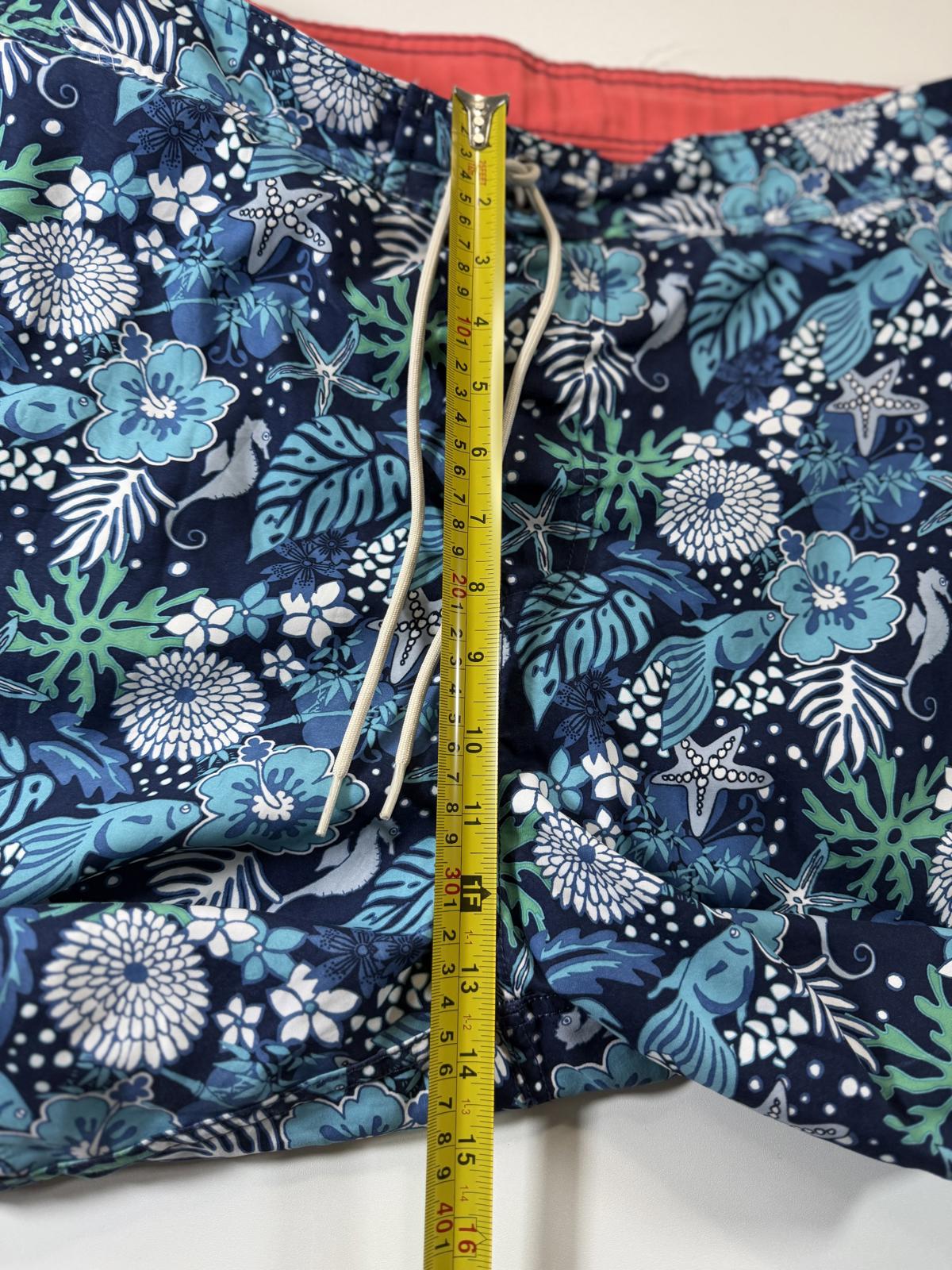 Men's Blue Tropical Print Swim Shorts with Drawstring XXL