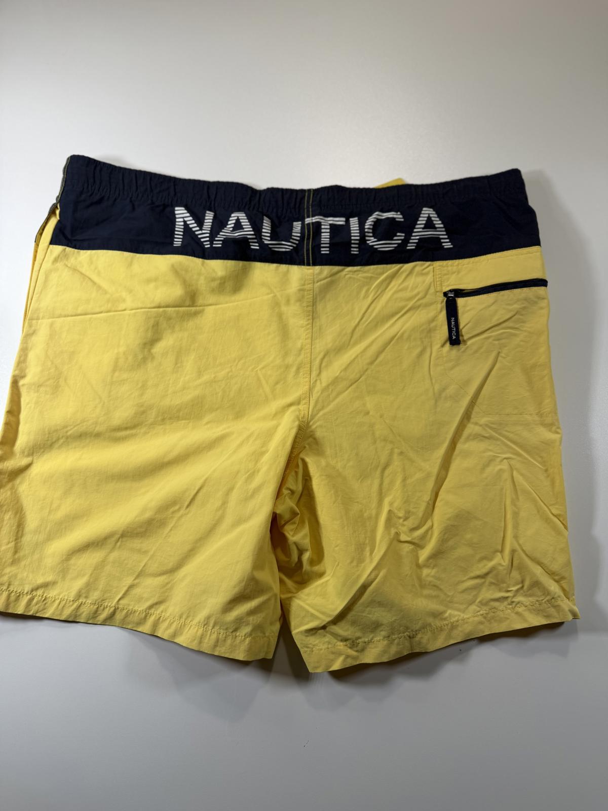 Nautica Men's Yellow and Navy Swim Shorts M