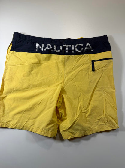 Nautica Men's Yellow and Navy Swim Shorts M