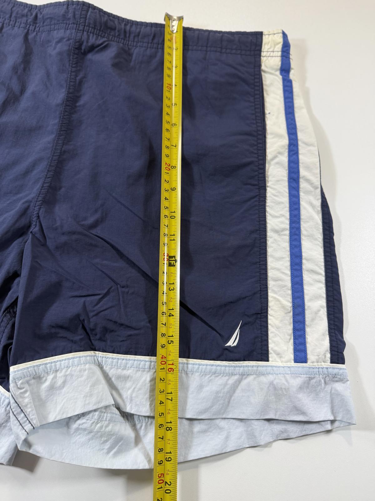 Nautica Men's Navy Blue Swim Shorts with White and Blue M