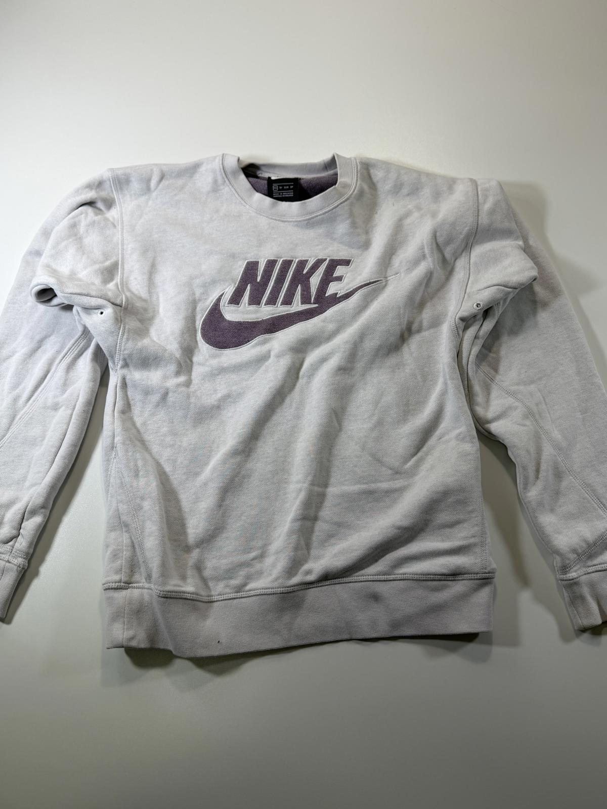 Nike Grey Crewneck Sweatshirt with Purple Logo M