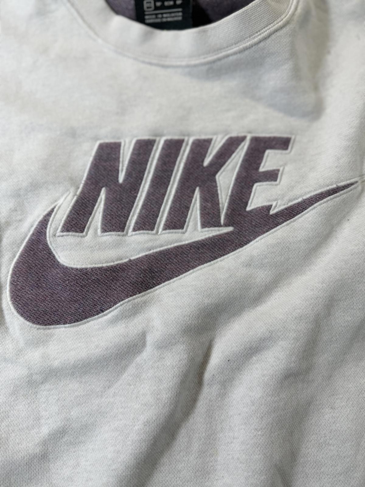 Nike Grey Crewneck Sweatshirt with Purple Logo M