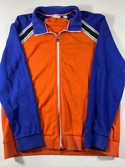 Calvin Klein Men's XL Orange and Blue Zip-Up Track Jacket XL