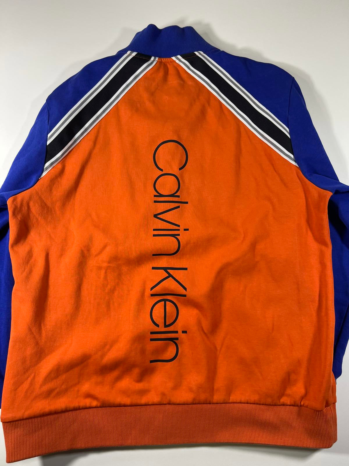 Calvin Klein Men's XL Orange and Blue Zip-Up Track Jacket XL