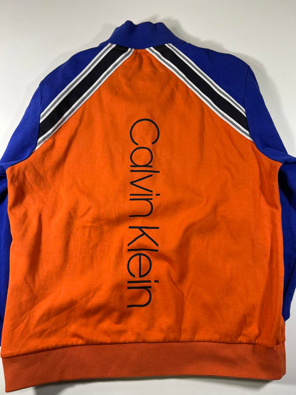 Calvin Klein Men's XL Orange and Blue Zip-Up Track Jacket XL