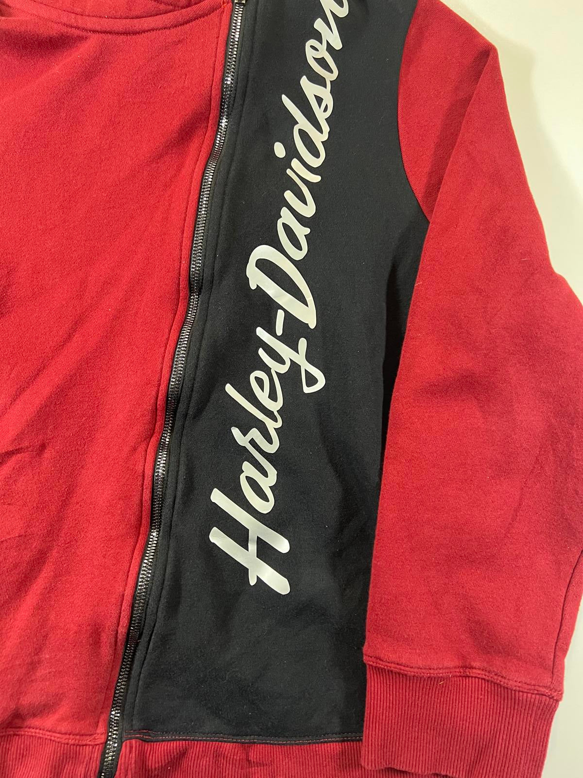 Harley-Davidson Red and Black Zip-Up Sweatshirt women’s XL