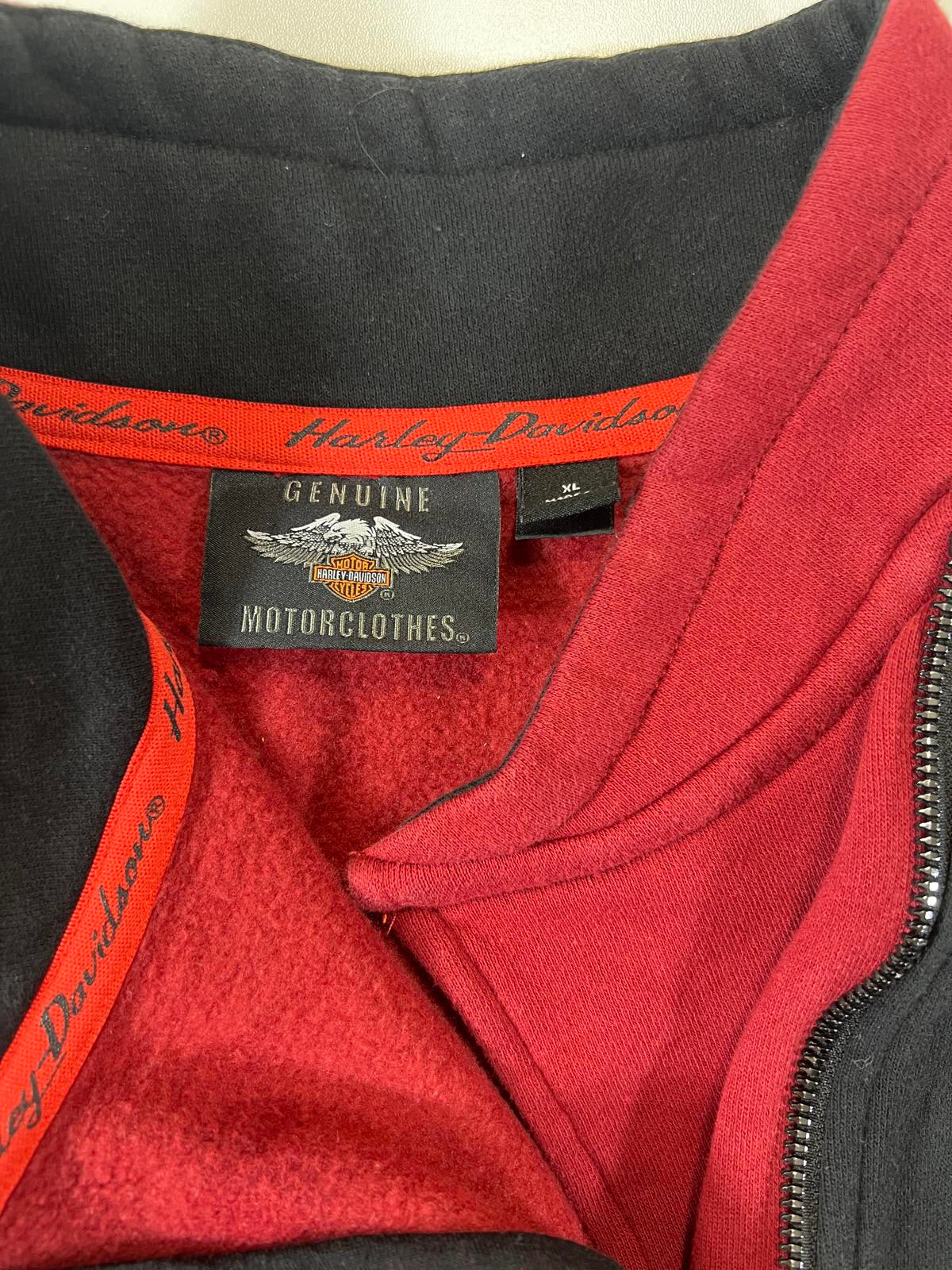 Harley-Davidson Red and Black Zip-Up Sweatshirt women’s XL