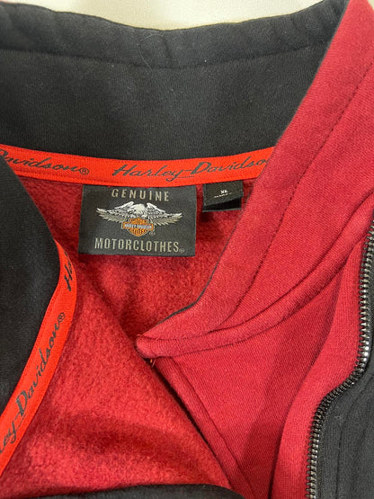 Harley-Davidson Red and Black Zip-Up Sweatshirt women’s XL
