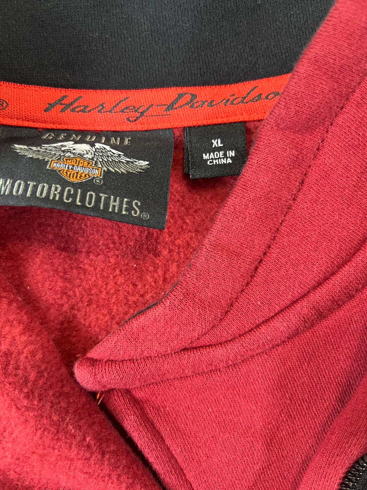 Harley-Davidson Red and Black Zip-Up Sweatshirt women’s XL
