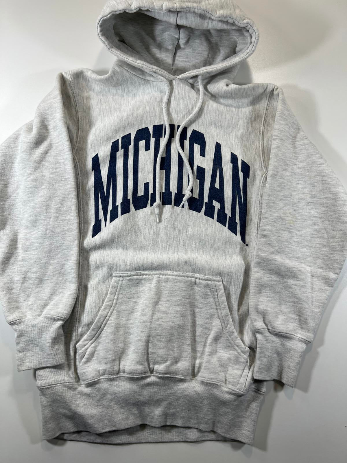 Grey Michigan Hooded Sweatshirt with Front Pocket