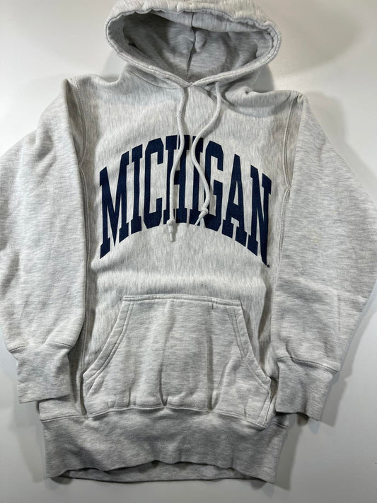Grey Michigan Hooded Sweatshirt with Front Pocket