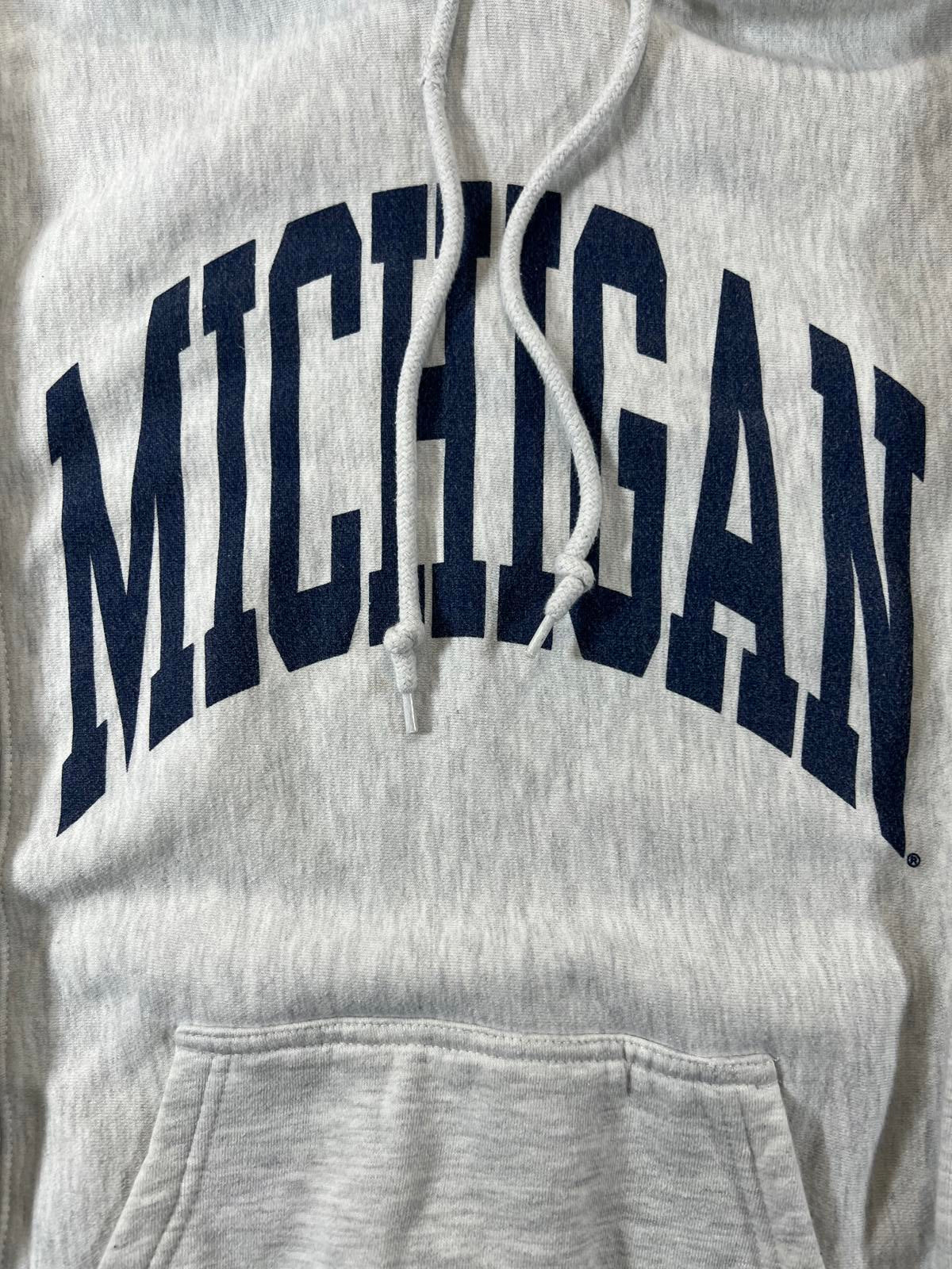 Grey Michigan Hooded Sweatshirt with Front Pocket