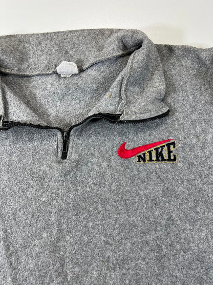 Nike Grey Half-Zip Fleece Pullover Sweatshirt