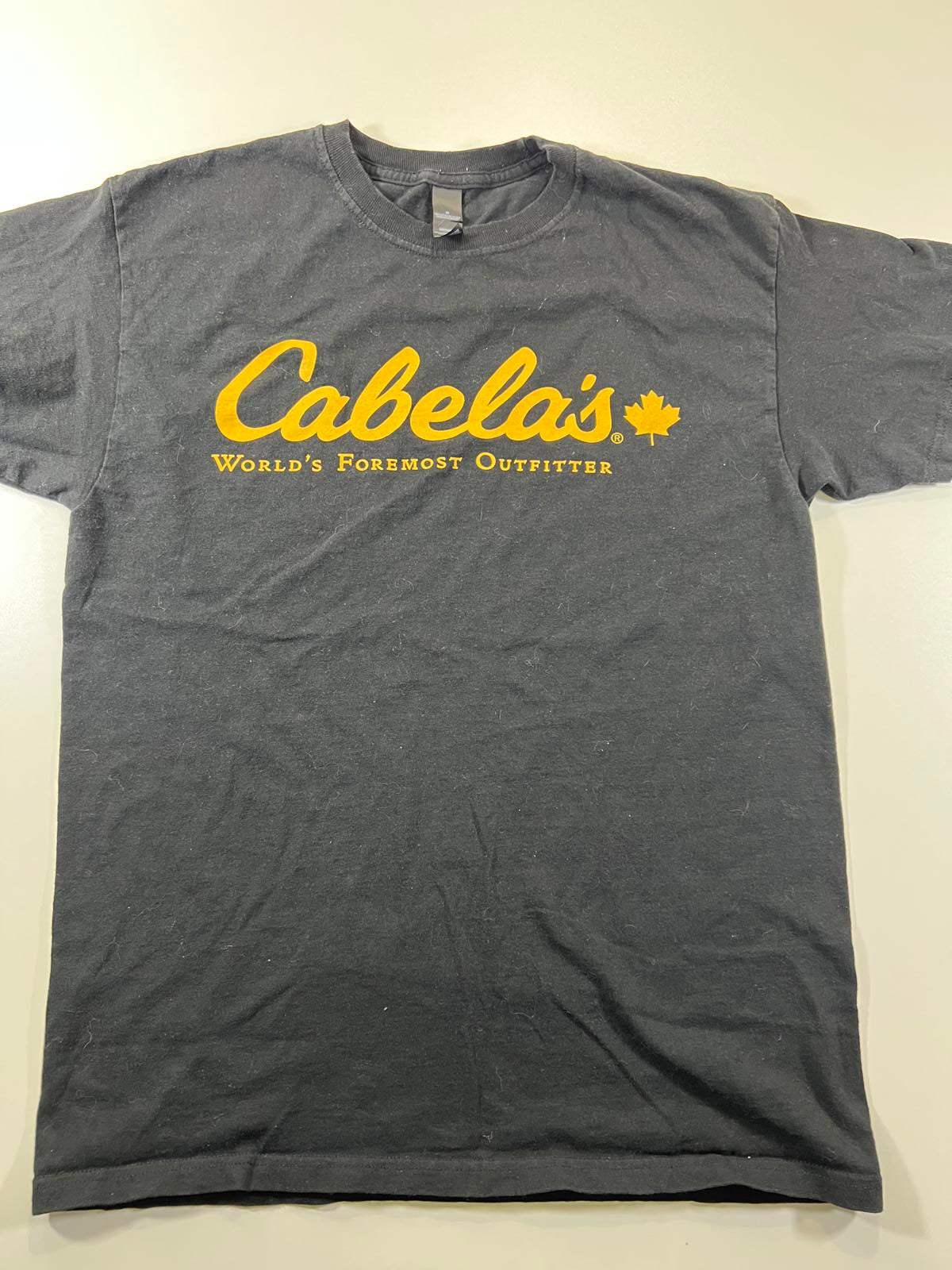 Cabela's Black T-Shirt with Yellow Logo - Medium